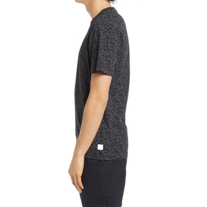 T-shirt homme noir à imprimé léopard, manches courtes, col rond, coupe classique, style tricoté décontracté - Product Image 1