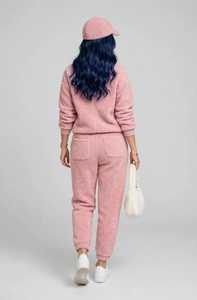 Conjunto Deportivo de Felpa Rosa para Mujer, Sudadera con Capucha y Pantalones Deportivos, Atuendo Informal de Invierno de 2 Piezas - Product Image 2