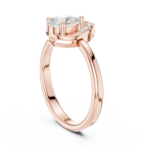Bague de Fiançailles Solitaire en Moissanite Taille Poire - Finition Or Rose Couleur D VVS1 avec Halo Goutte d'Eau - Bague de Promesse - Product Image 4