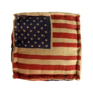 Artisans Art Modern USA Flag Print <b>Jute</b> Burlap Pouf 45x45cm Square American Stars Stripes Padded <b>Footstool</b> Living Room Cube Seat - Product Image 5