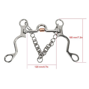 Bocado de acero inoxidable para caballo con enlace central de cobre y boquilla de cadena para equitación - Product Image 2