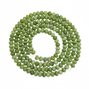 Perles en verre rondes rayées vert clair |   Perles entretoises lisses faites à la main 12x16mm pour la fabrication de bijoux et les loisirs créatifs - Product Image 1