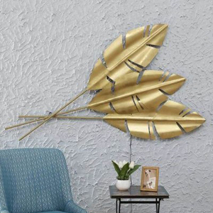 <b>Large</b> Flower Golden Leaf Design <b>Wall</b> Arts Decor Metal Abstract <b>Wall</b> Art Iron for Home Decor - Product Image 1