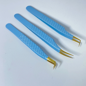 Pinces à cils pour extensions de cils, couleur personnalisée, pointe fine, durables, en acier inoxydable de haute qualité, ensemble de pinces - Product Image 5
