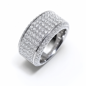 Anillo de Media Eternidad de Plata de Ley 925 y Oro con Diamantes Cultivados en Laboratorio, Personalizado y de Lujo, para Boda, Compromiso, Aniversario o Fiesta - Product Image 1