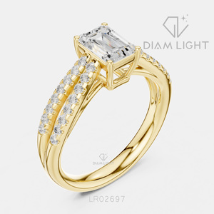 Bague de fiançailles en or blanc 14 carats avec diamant de laboratoire de 0,90 carat, taille émeraude, pierres latérales, bague de mariée, certifiée IGI, bijoux fins pour femmes - Product Image 6