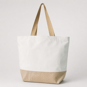 Sac fourre-tout de plage en toile naturelle et jute laminée 45x37x18cm, logo personnalisé, pour centres de villégiature, shopping, vente en gros, OEM, fabricant de marques privées - Product Image 4