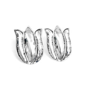 ต่างหูเงินแท้ 925 รูปดอกบัวทรงยาว/ทรงมาร์คีส์ ชุบโรเดียม ทำมือสำหรับผู้หญิง ยี่ห้อซิลเวอร์เมาน์เทน - Product Image 2