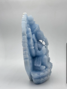 Estatua de Piedra Tallada a Mano del Dios Hindú Ganesha en Azul Claro, Ídolo Decorativo de Ganesh Murti para el Hogar, Templo, Sala de Pooja, Regalo - Product Image 5