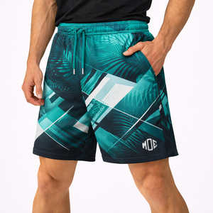 Pantalones Cortos Deportivos para Hombre con Estampado Geométrico, de Poliéster, con Cordón Ajustable, para Entrenamiento, con Logotipo Personalizado, Suministro al por Mayor MOE - Product Image 2