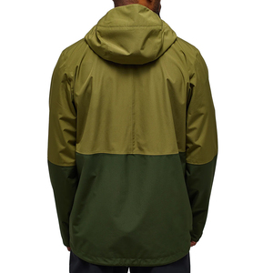Men's Hooded Color Blocking Waterproof Rain Jacket Regular Fit Polyester Outerwear Autumn Casual Style with Zipper Closure - Product Image 3