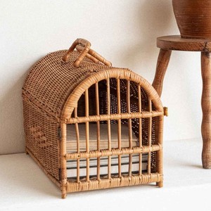 Custom Comfortable Rattan Wicker Pet Carrier Backpack Bag Accessories with <b>Cushion</b> for Export - Product Image 1