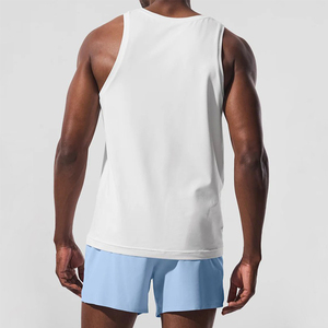Débardeur côtelé pour homme de qualité supérieure, personnalisable avec logo, vente en gros, anti-humidité, respirant et écologique, tricoté blanc sans manches - Product Image 3