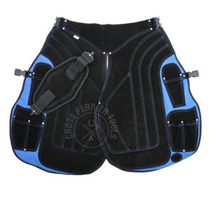 Delantal de seguridad para herrador con cobertura larga para las piernas, hebilla de acero, cinturón ajustable, tela de malla ventilada, ranuras para cuchillos y imán para clavos - Product Image 1