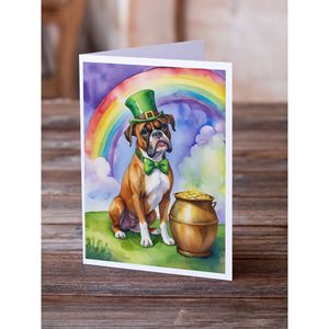 Whimsical St Patrick's Day Tarjetas de felicitación Boxer Design Pack de 8 A7 Tamaño 5x7 Tarjetas de notas en blanco con sobres - Product Image 2