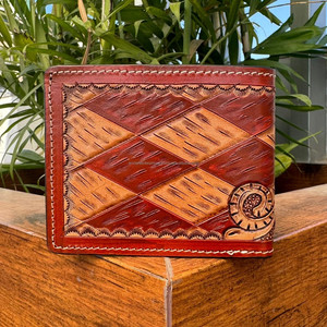 Factory Wholesale Fashion Hand <b>Tooled</b> <b>Leather</b> Bifold Wallet for Men Bull <b>Tooling</b> Short Purse Wallet Genuine <b>Leather</b> Card Wallets - Product Image 5