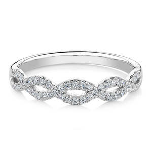 Anillo de Eternidad Curvo con Ondas Infinitas, Certificado IGI, Oro Blanco de 14K, Diamantes Simulados de Laboratorio, Regalo de Compromiso para Mujer - Product Image 1