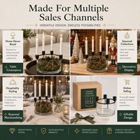 Portavelas de Adviento al por mayor, centro de mesa de cuatro cuencos de cristal para decoración de mesa navideña, centro de mesa portavelas de Navidad