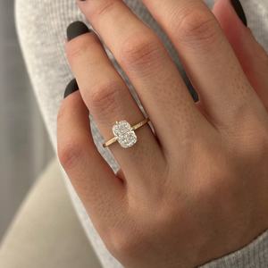 2 Carat Elongated Cushion Lab Grown <b>Diamond</b> Compass Set Engagement <b>Ring</b> , 14k Yellow Gold , IGI Certified - Product Image 3
