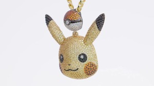 Pendentif Pikachu glacé avec attache Poké Ball en or rose et diamants, collier Hip Hop pour femme inspiré de Pokémon, style Bling Drip Anime - Product Image 3