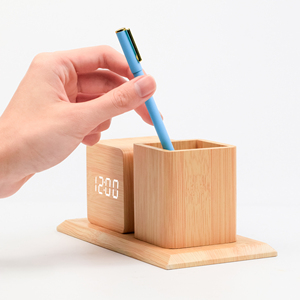 Bằng Gỗ LED Bàn Đồng Hồ Báo Thức Chủ Bút Với Âm Thanh Âm Thanh & Nhiệt Kế Văn Phòng Mới Nghiên Cứu Quà Tặng Kỹ Thuật Số & Analog-Kỹ Thuật Số Đồng Hồ - Product Image 4