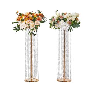 2 Jarrones de Cristal Dorado de 90 cm de Altura, Centros de Mesa de Lujo para Bodas y Decoraciones de Mesa, Jarrones de Metal para Flores para Bodas - Product Image 1
