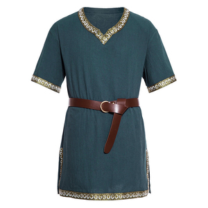 New Style Vintage Men s Clothing Cotton Polyester <b>Medieval</b> Tunic <b>Shirts</b> Short Sleeve Cosplay Costume Tops - Product Image 4