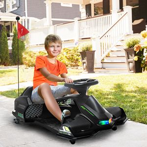 Go Kart Elettrico per Bambini 8-12 Anni 12V con Luci Colorate e Musica all'avvio graduale Nero - Product Image 2