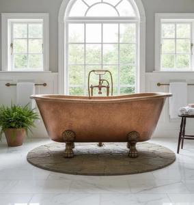 Baignoire en cuivre martelé de qualité supérieure pour maisons rustiques modernes, dotée d'une fabrication artisanale durable en cuivre. - Product Image 1