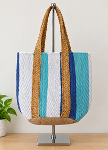 Handcrafted Braided Jute Chindi Bohemian Tote <b>Bags</b> Colorful Cotton Tote <b>Bags</b> Reusable Shopping <b>Beach</b> <b>Bags</b> with two handles - Product Image 6