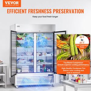 <b>Commercial</b> <b>Kitchen</b> <b>Refrigeration</b> <b>Equipment</b> 44.21 Cu.ft Stainless Steel Upright Reach-in Refrigerator 2 Doors 8 Shelves 4 Wheels - Product Image 2
