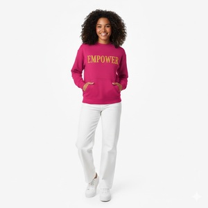Sudadera de cuello alto para mujer, de forro polar grueso, poliéster/algodón, con logotipo personalizable. - Product Image 1