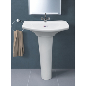 Lavabo en céramique blanche de haute qualité et élégant avec piédestal, d'origine indienne, au prix le plus bas du marché - Product Image 1
