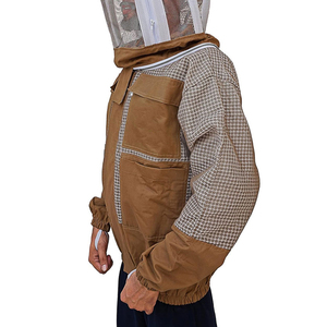 Chaqueta de Apicultura de Algodón Color Bronceado para Hombre con Velo Redondo de Malla Protectora, Traje de Apicultor para Trabajo en Apicultura y Cosecha de Miel, Equipo de Seguridad - Product Image 4