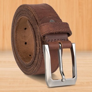 Premium Quality Vintage Brown Leather Belt Timeless Design with Brass Buckle for Men Available at Export Price - Product Image 4