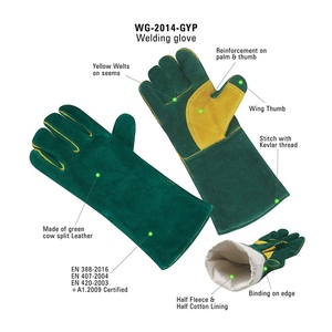 Gants de soudage en cuir de vachette renforcé avec protection du pouce et de la paume, résistants à l'abrasion, pour barbecue et four - Product Image 2