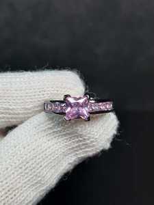 Sterling Silver Black Rhodium Plated Pink CZ Ring Size 6 Sparkling Fashion Ring Jewelry <b>Gift</b> <b>For</b> Women - Product Image 4