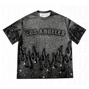 Camiseta Personalizada para Hombre con Gráficos de Diamantes de Imitación, 100% Algodón, Corte Regular, Estilo Vintage, Sin Mangas, Cuello Redondo, Brillante, Venta al Por Mayor OEM - Product Image 2