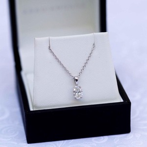 New Design Oval Cut Lab Grown Diamond Solitaire Pendant <b>Necklace</b> 14k Gold Minimalist Engagement Wedding Bridal Anniversary - Product Image 5