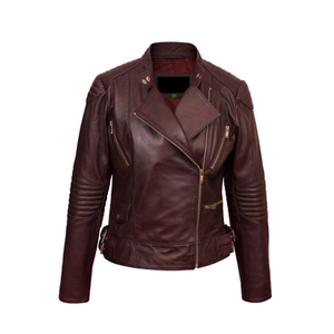 Chaqueta de Motociclista de Cuero PU para Mujer, Color Rojo, Cuello Alto, Cierre de Cremallera, Largo Corto, Manga Larga, Color Sólido, Estilo Biker, Ropa de Otoño - Product Image 4