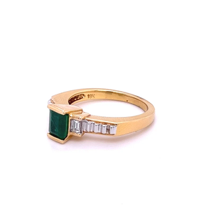 Emerald Cut Lab Created Diamond Vintage IGI Certified 18K Gold Plated Bezel Setting Classic Women's Engagement Ring Daily Wear - Product Image 1