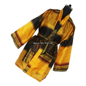 KS003 Kimono en soie vintage bohème pour femme, sexy, vêtement de nuit, tenue de plage estivale, cache-maillot de bain, vente en gros de sari vintage en soie - Product Image 5