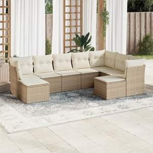 Conjunto de Sofás de Jardín de Ratán PE Beige y Crema con Acero con Recubrimiento en Polvo, Muebles de Exterior Duraderos y Elegantes - Product Image 1