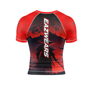 Maillot de compression à manches courtes pour hommes, sublimation MMA, couche de base personnalisée, vêtements d'entraînement de grappling imprimés sur mesure, OEM - Product Image 3