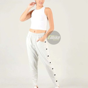 Emiko Industry Women's Loose Pants Solid Color Button Down Joggers Elastic Waist Casual <b>Trousers</b> Trending Design <b>Trousers</b> - Product Image 1