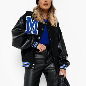 High Quality Plus Size Women's Winter Varsity <b>Jackets</b> Windproof Stand Collar Custom Design Streetwear for Outdoor Raw Processing - Product Image 5