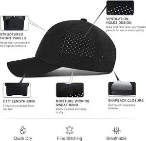 Tactus Industries Men Quick Dry 100% Cotton <b>Baseball</b> Cap Laser Cut Mesh <b>Ball</b> Curved Brim Four Seasons Snapback Hat - Product Image 5