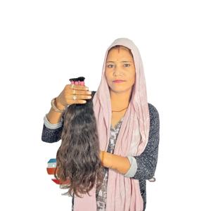 Vente en gros Extensions de cheveux humains vierges non traités à cuticules alignées 100% Cheveux humains bon marché de vendeur de temple indien ondulés - Product Image 5