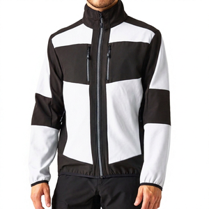 Men's <b>Red</b> Black Color Blocking Fleece <b>Jacket</b> Stand Collar Zipper Front Windproof Casual Autumn Wear - Product Image 5