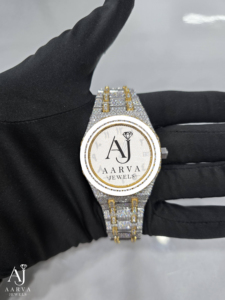 AARVA JEWELS นาฬิกาข้อมือสแตนเลสสตีลสุดหรู หน้าปัด 38 มม. ระบบควอตซ์แบบอนาล็อก กระจกแซฟไฟร์ สายซิลิโคน สแตนเลสสตีลแบบซ่อน - Product Image 4